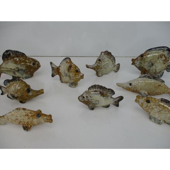 Ceramic Fish Different Fish Poses and Sizes Lot of 10 - Picture 3 of 10
